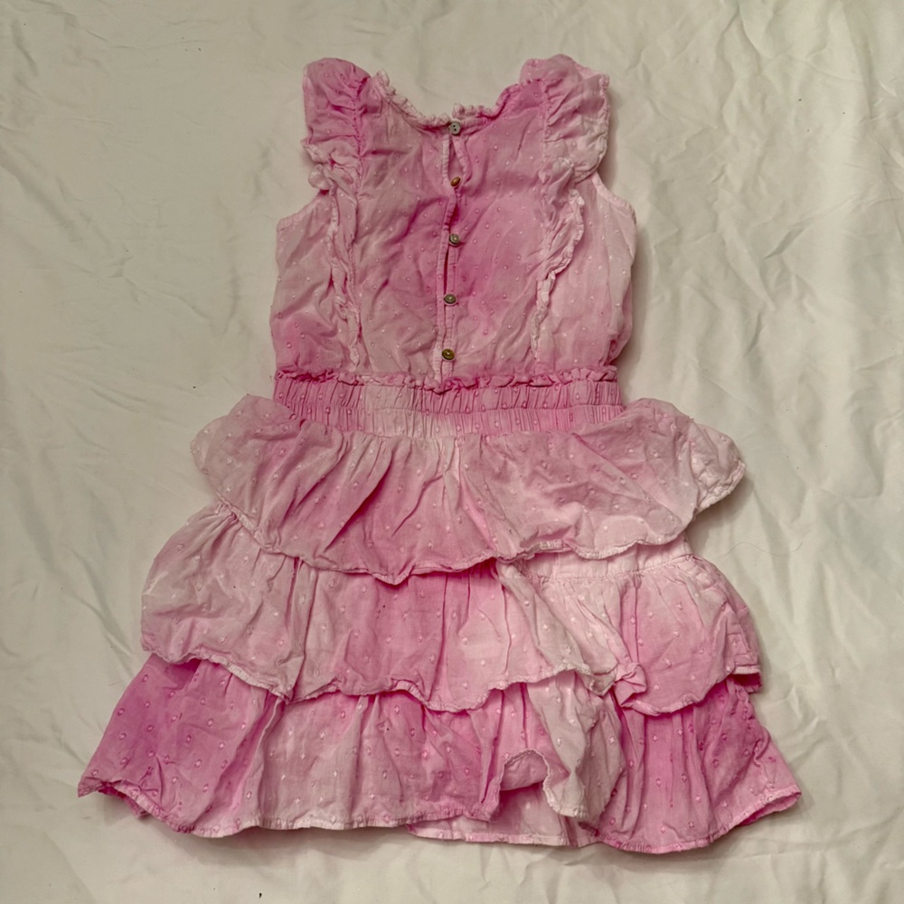 LoveShackFancy Girls Size 7-8 dress pink ruffles buttons
